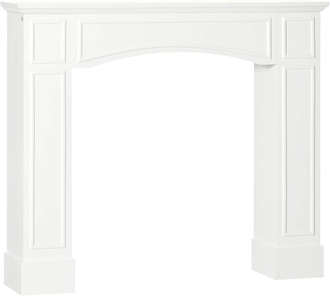 Modern Fireplace Mantel, Surround Mantels for Fireplace with Decorative Pattern Interior Width White