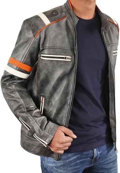 Black Leather Jacket Men - Black Real Lambskin Mens Motorcycle Jacket