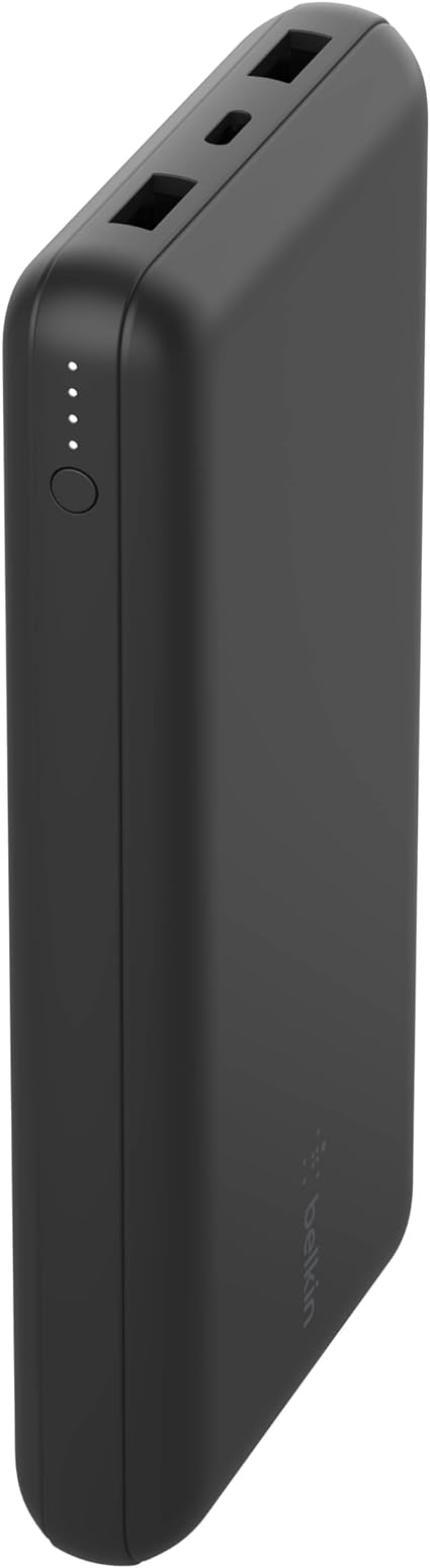 BoostCharge USB-C Portable Charger 20k Power Bank w/ 1 USB-C Port and 2 USB-A Ports with USB-C to USB-A Cable for iPhone 15, 15 Plus, 15 Pro, 15 Pro Max, Samsung Galaxy S24, & More - Black