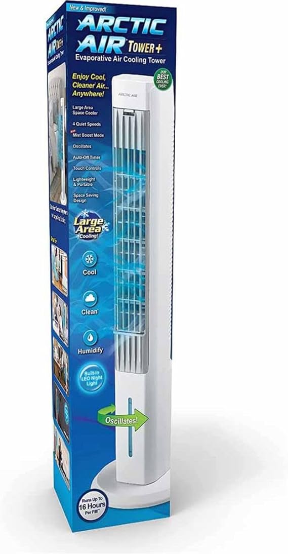 Tower + Indoor Evaporative Cooler with Oscillating and Quiet Fan Function