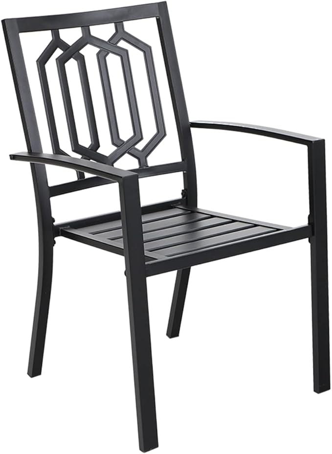 1-Piece Stackable Wrought Iron Patio Dining Chair