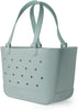 Beach Bag Rubber Tote | Waterproof Large with Zipper Pocket, Pool Boat, Groceries, Sports | Getaway Bag Collection | Sea Glass Sage