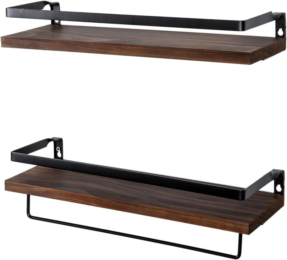 Floating Shelves Wall Mounted Storage Shelves for Kitchen, Bathroom,Set of 2 Brown