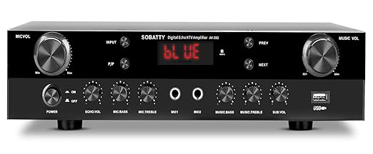 Stereo Receivers Home Audio Amplifier Channels Subwoofer Output with Bluetooth