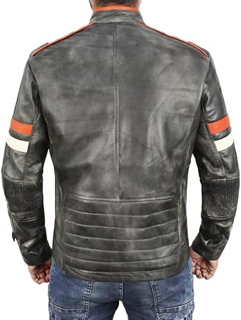 Black Leather Jacket Men - Black Real Lambskin Mens Motorcycle Jacket