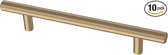 Solid Bar (10-Pack) Cabinet Handles Modern Pulls | Champagne Bronze