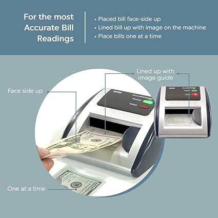 Counterfeit Money Checker Machine, Magnetic, Infrared, Watermark and Micro-Printing Detection in Less Than 1 Second with Audible and Visual Alert for Suspicious Bill