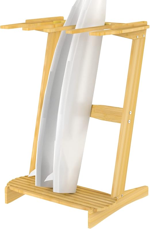Bamboo Surf Stand - Vertical Surf Board Holder of Free Wall Mount