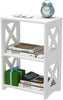 3-Tiers Side Table, Narrow End Table with Storage Shelf, White