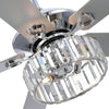 5-Blade Crystal Lighting Ceiling Fan Remote Control, Chrome