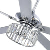 5-Blade Crystal Lighting Ceiling Fan Remote Control, Chrome