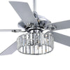 5-Blade Crystal Lighting Ceiling Fan Remote Control, Chrome