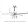 5-Blade Crystal Lighting Ceiling Fan Remote Control, Chrome