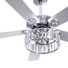 5-Blade Crystal Lighting Ceiling Fan Remote Control, Chrome