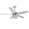 5-Blade Crystal Lighting Ceiling Fan Remote Control, Chrome