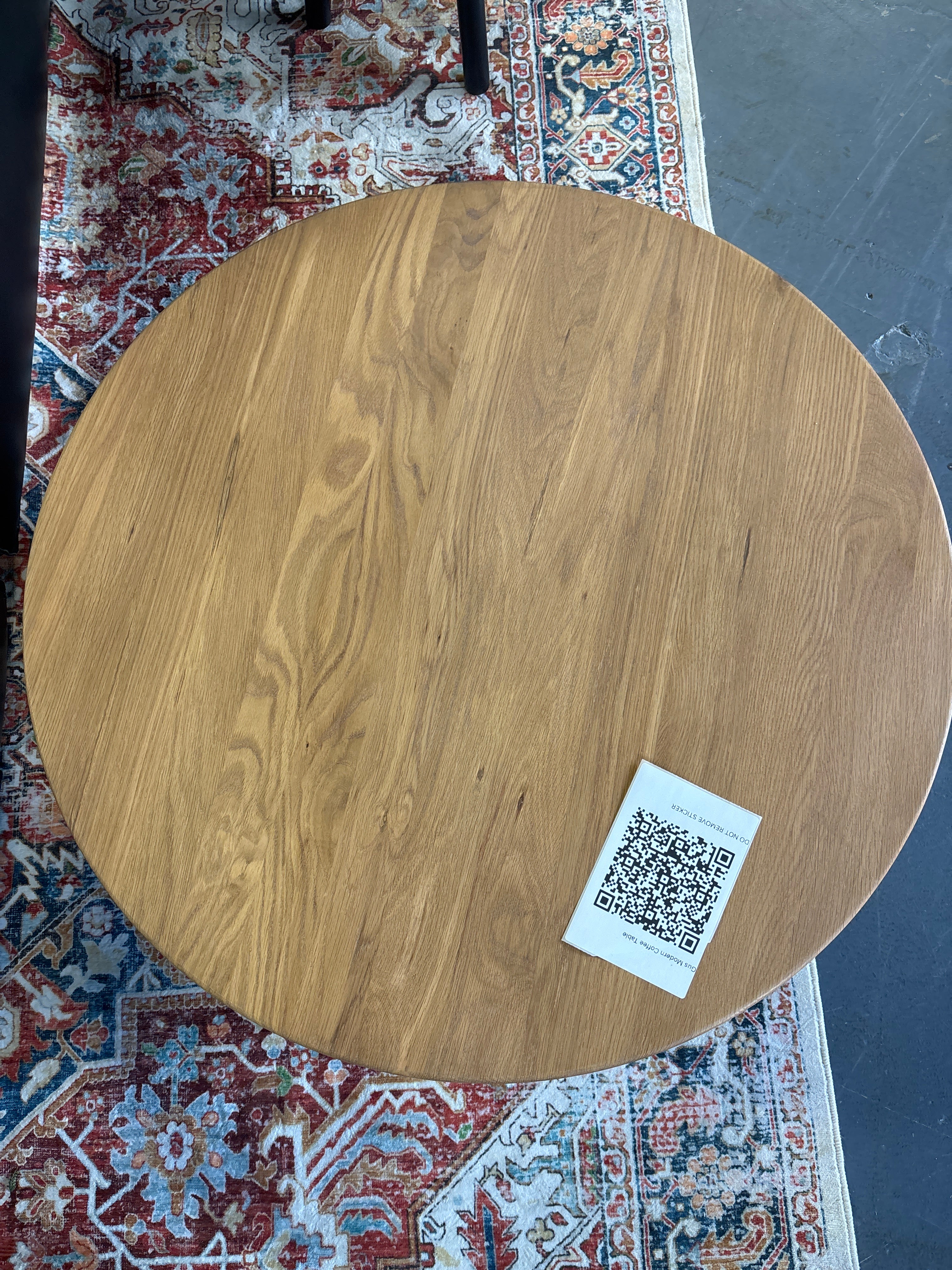 Gus* Modern Odeon Round Wood White Oak Coffee Table SHOWROOM ITEM