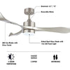 WINGBO Modern Ceiling Fan with Lights and Remote, 3 Curved Blades - Brushed Nickel