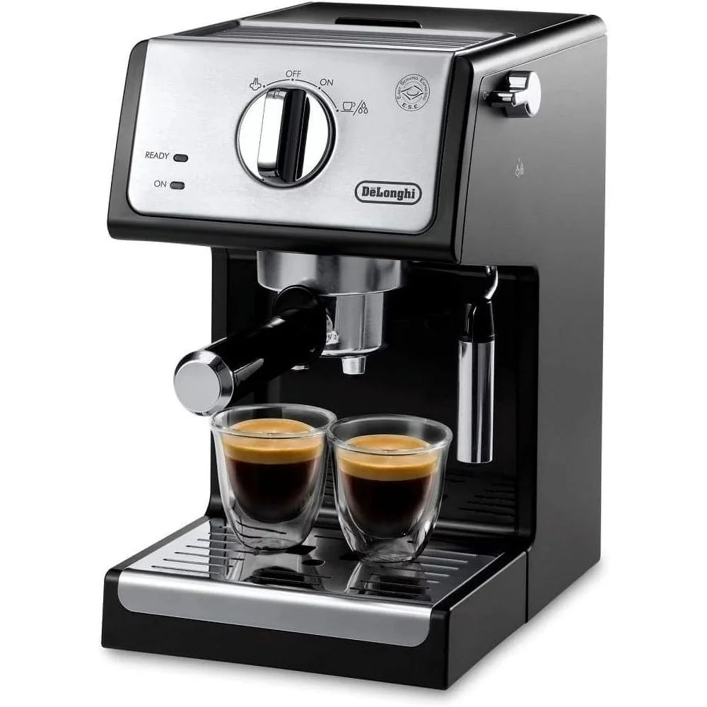 Espresso and Cappuccino Machine Silver/Black 15-Bar Pump