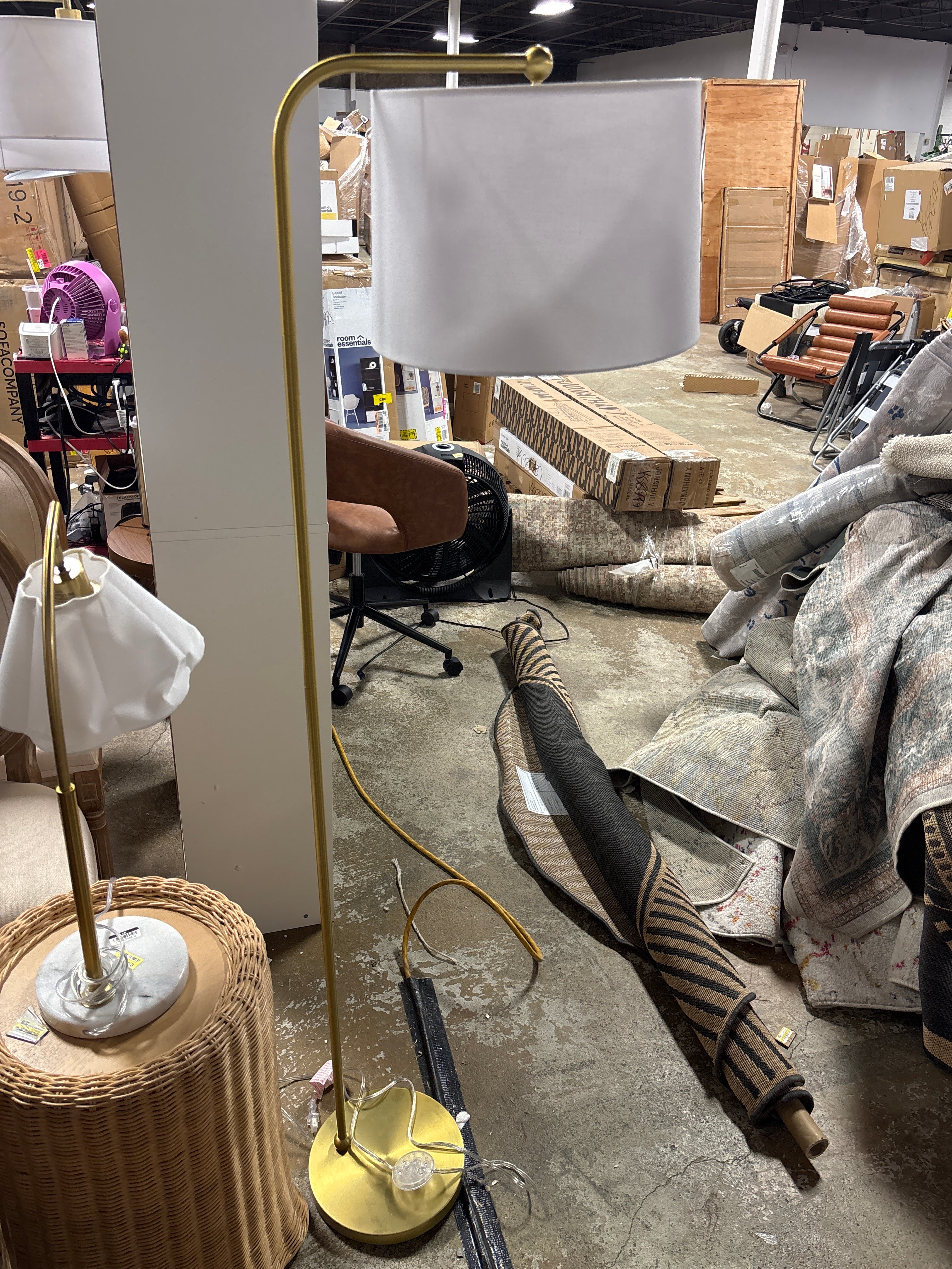 62"x14" New Traditional Downbridge Floor Lamp - Brass SHOWROOM ITEM