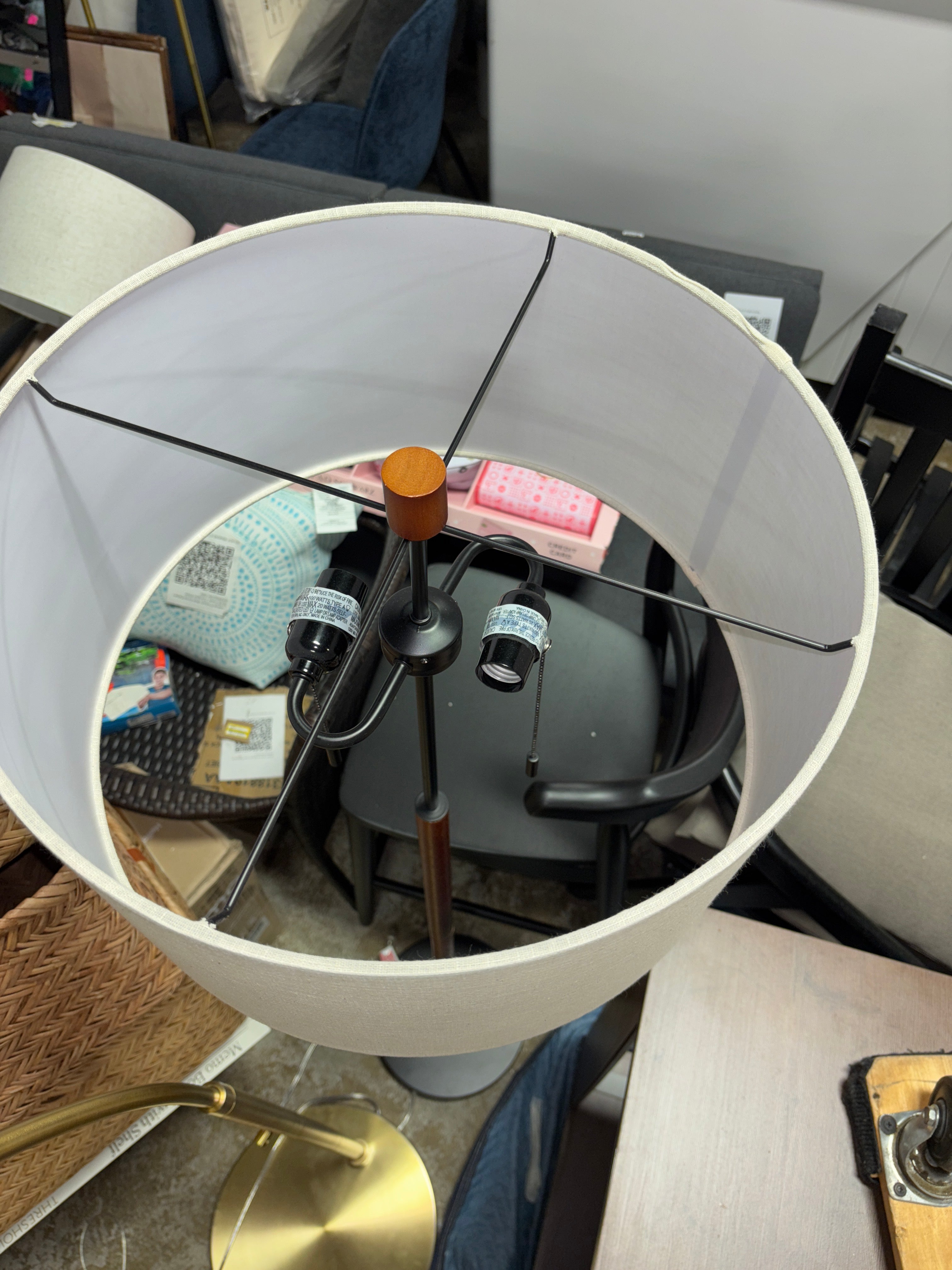 60.5"x18" Cut Off Base Floor Lamp - Black/Brown & Metal/Wood SHOWROOM ITEM