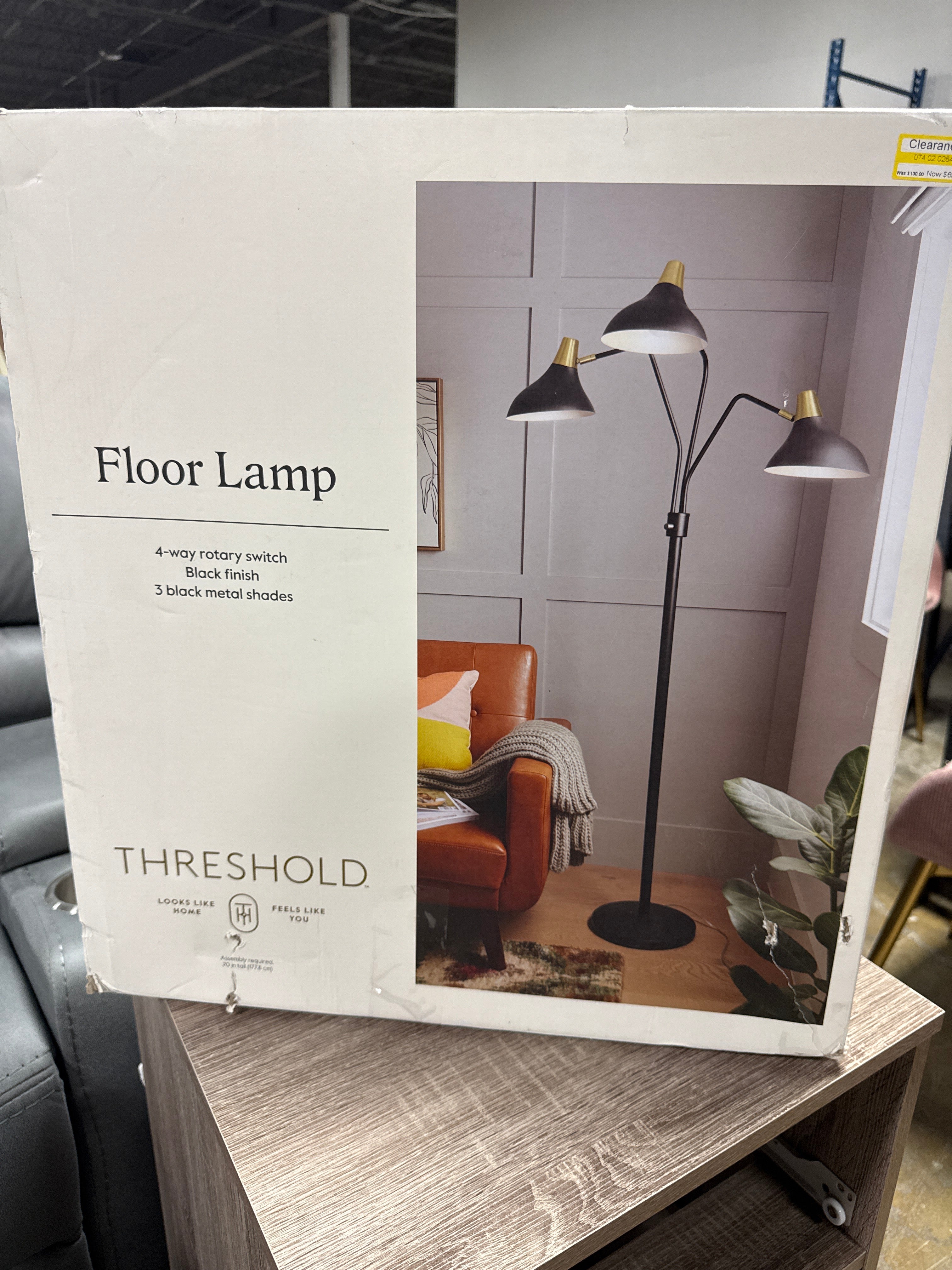 3-Head Floor Lamp Black - Threshold™ SHOWROOM ITEM