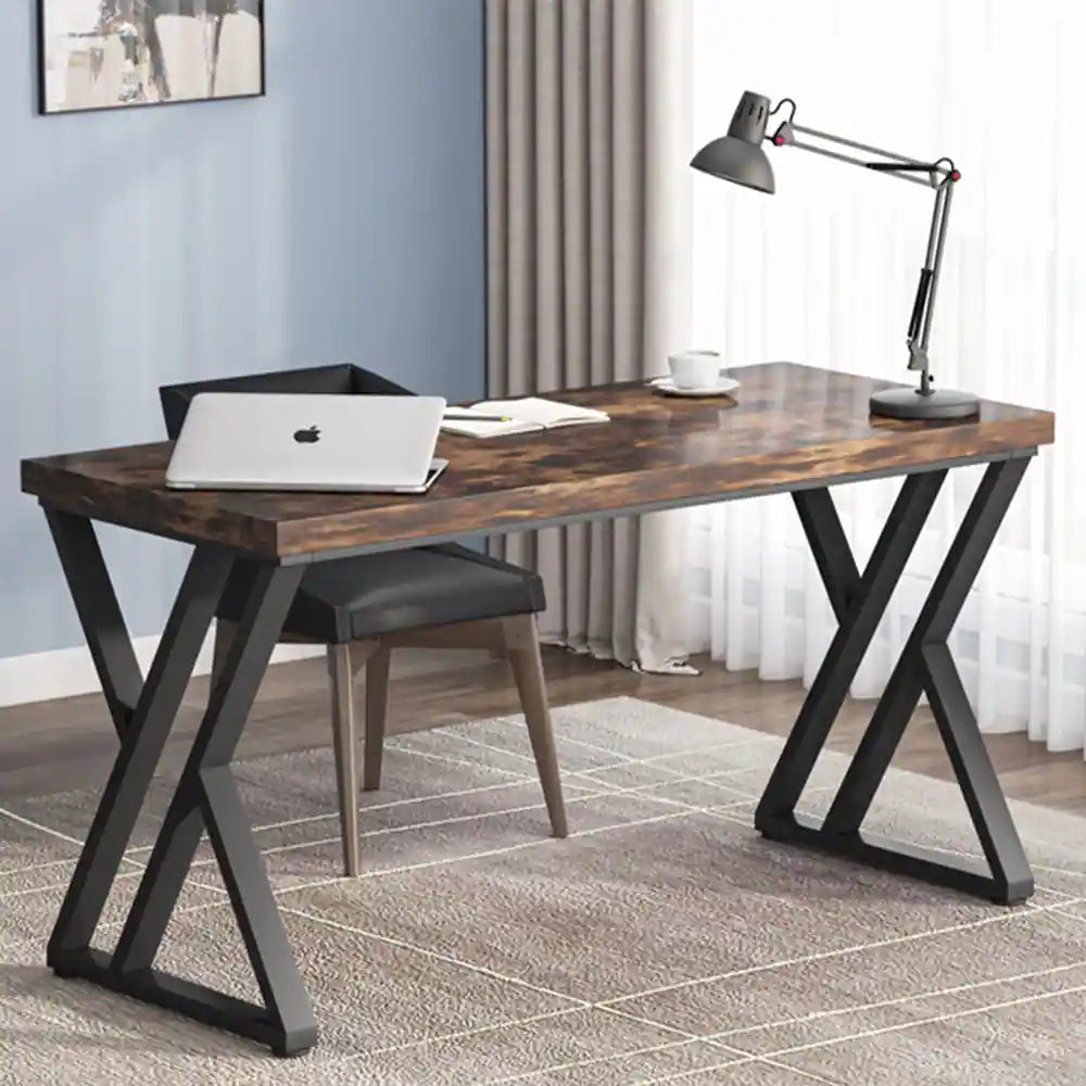 Heavy Duty Computer Desk, Office Desk - Rustic Brown