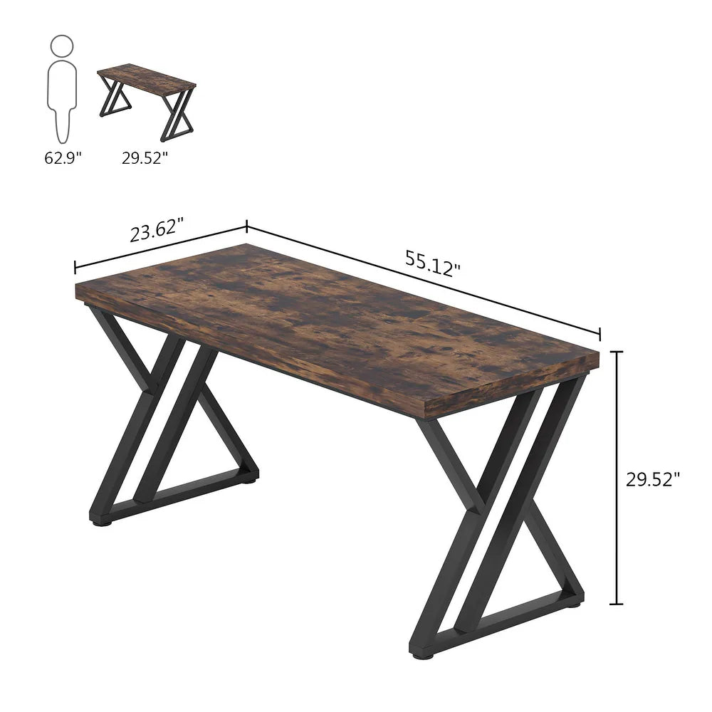 Heavy Duty Computer Desk, Office Desk - Rustic Brown