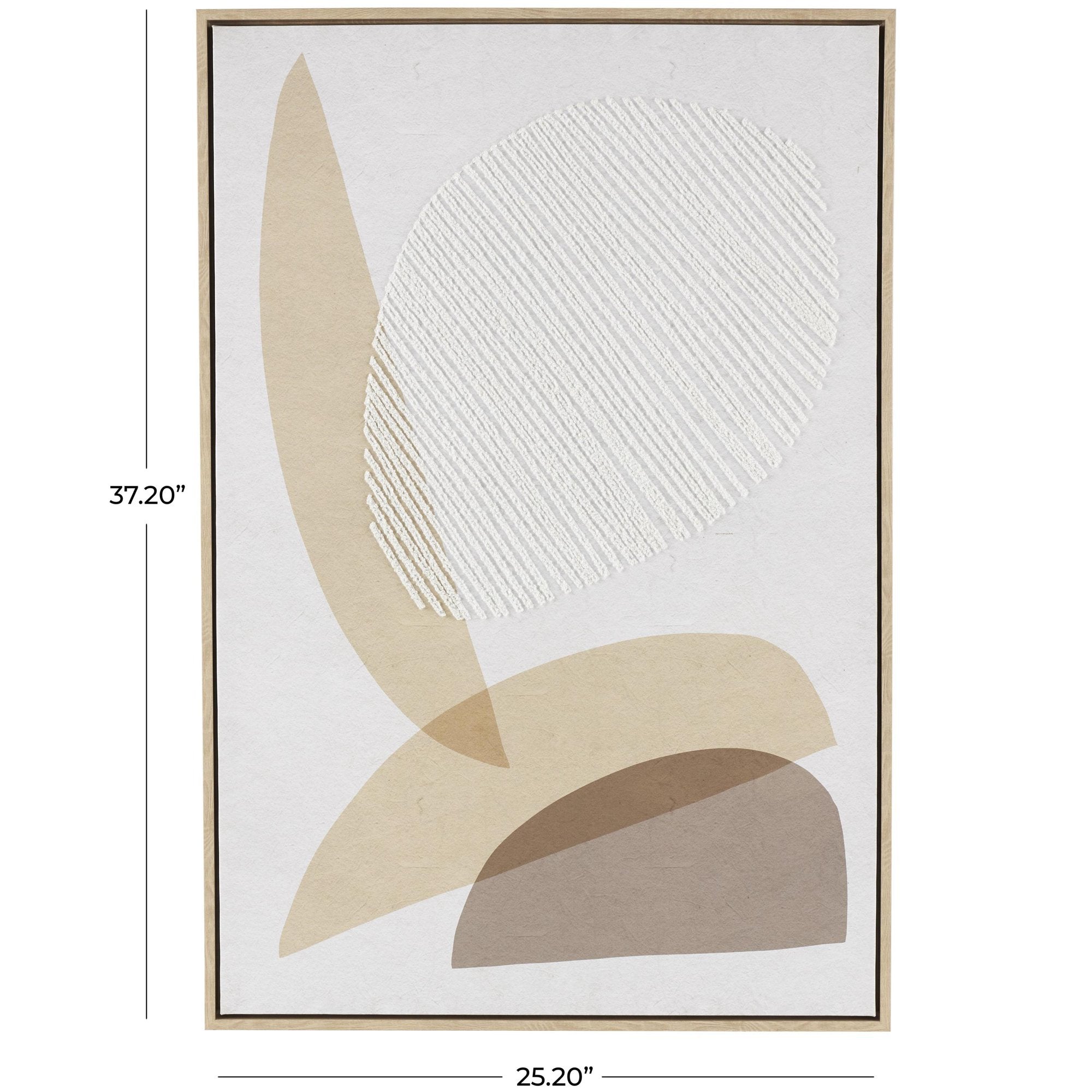 Brown Wooden Overlapping Shapes Abstract Wall Decor with White Fabric Detailing