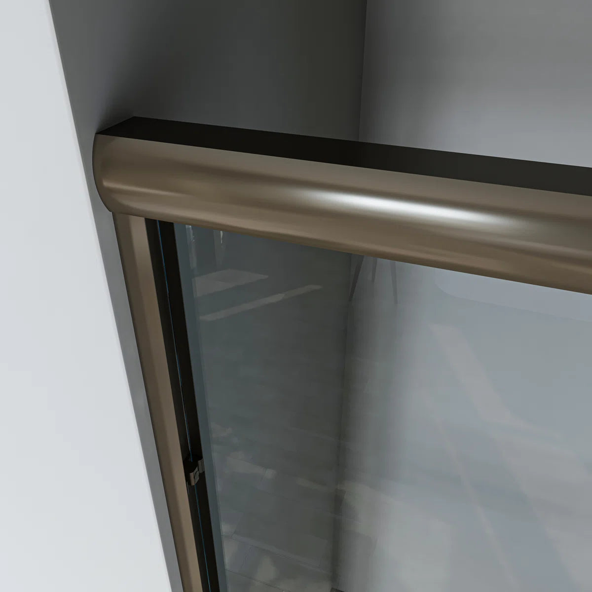 Door Semi-Frameless Shower Door with Two Handles and Clear Glass