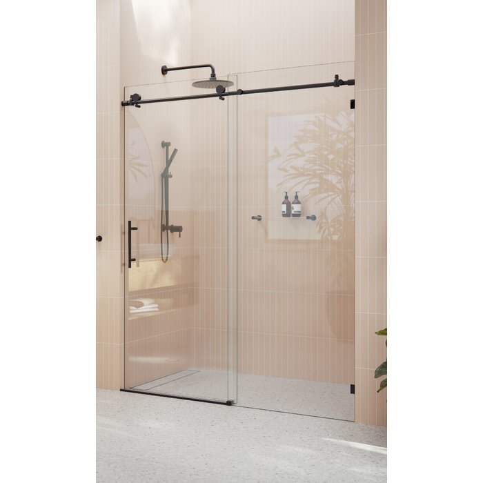 Matte Black Single Sliding Frameless Shower Door (Left Door Panel Only)