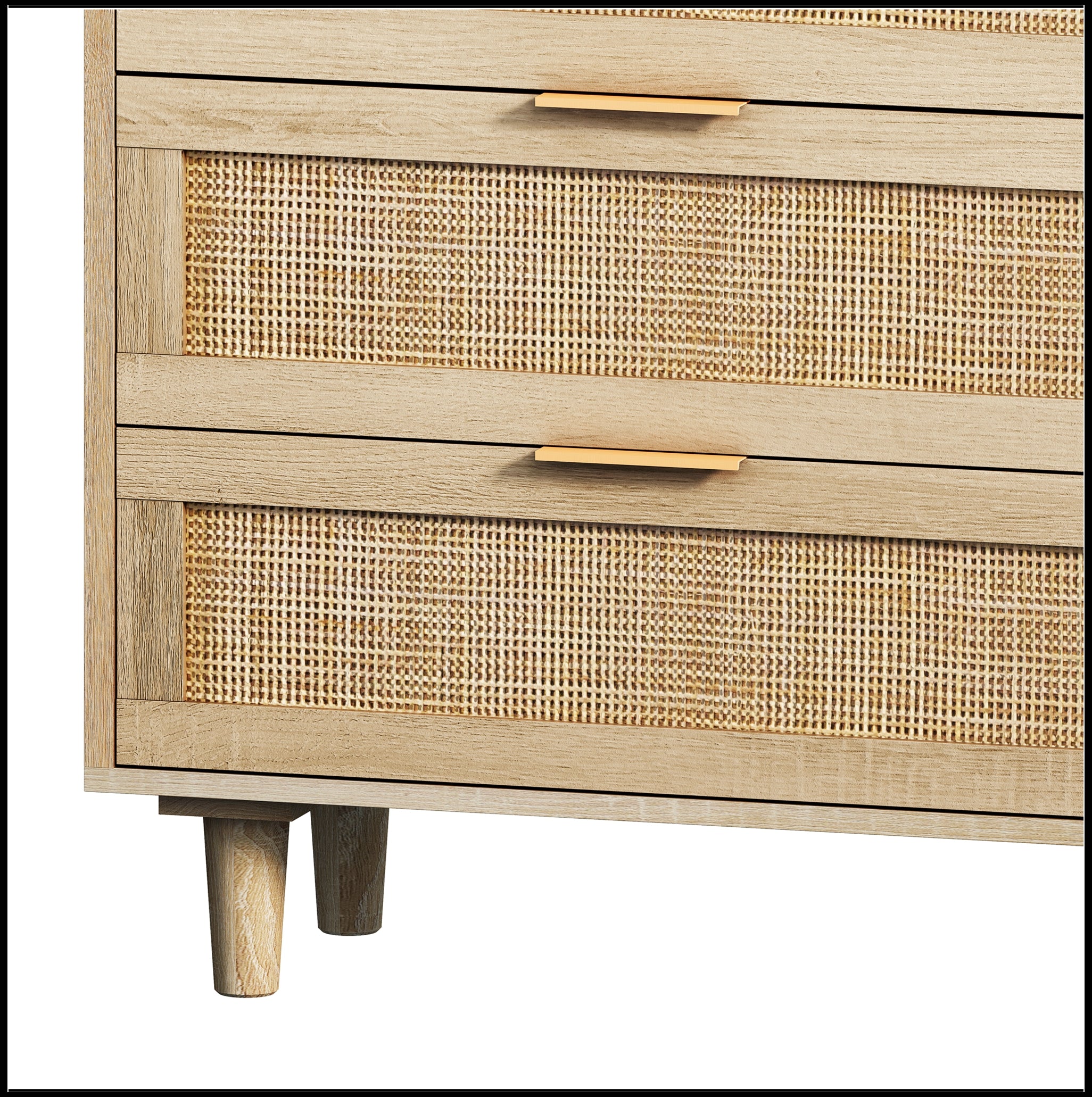 6-Drawers Rattan Storage Cabinet Rattan Drawer, Natural