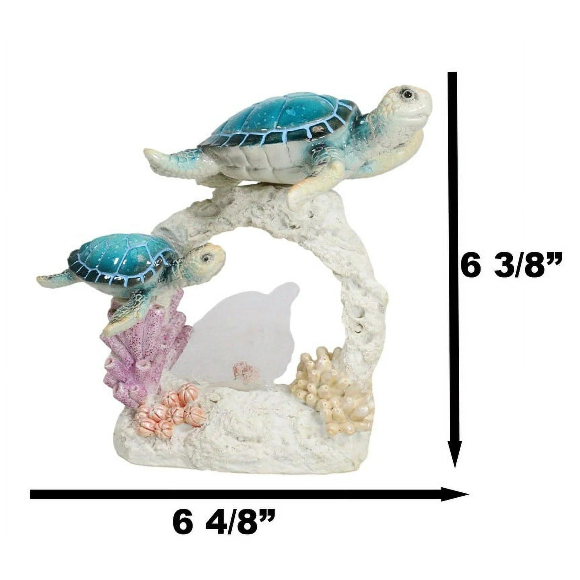 Sea Turtle Mother And Hatchling Family By Coral Reef With 3D LED Light Figurine