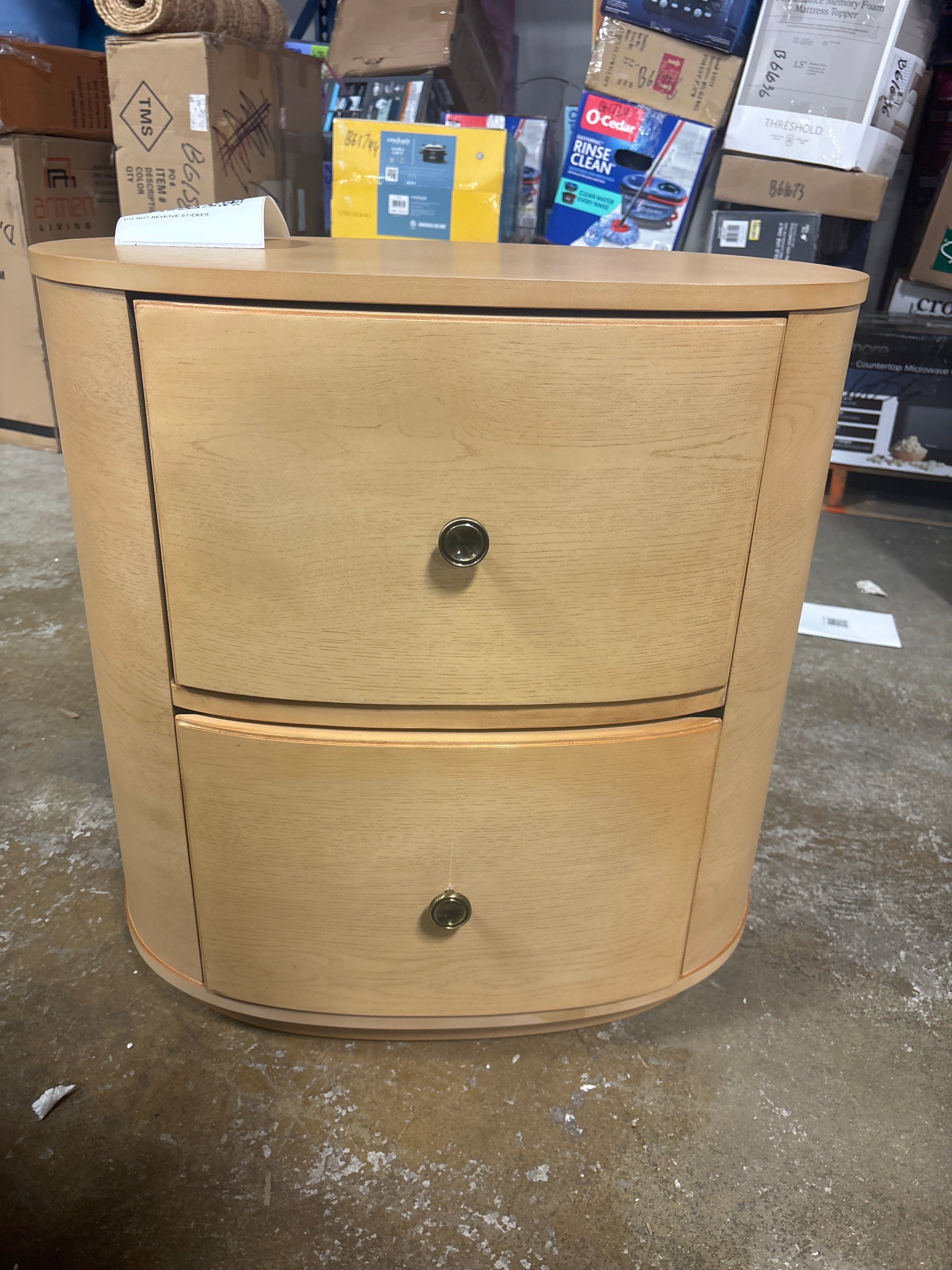 2 Drawer Oval Nightstand - Brown SHOWROOM ITEM