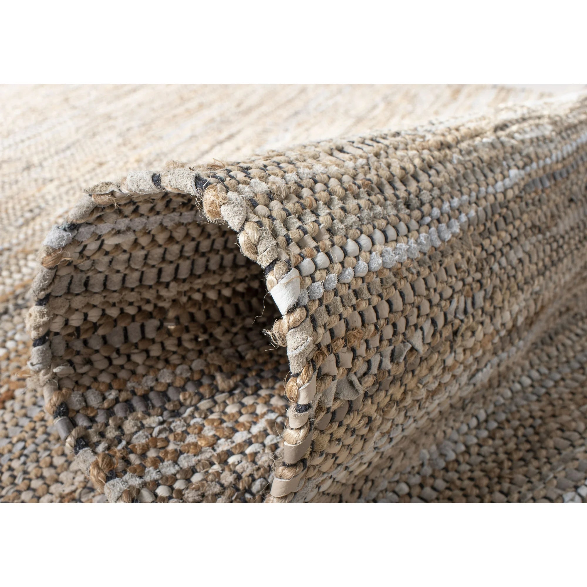 Vintage Leather Zharko Solid Braided Fringe Area Rug, Beige, 2'3" x 4'