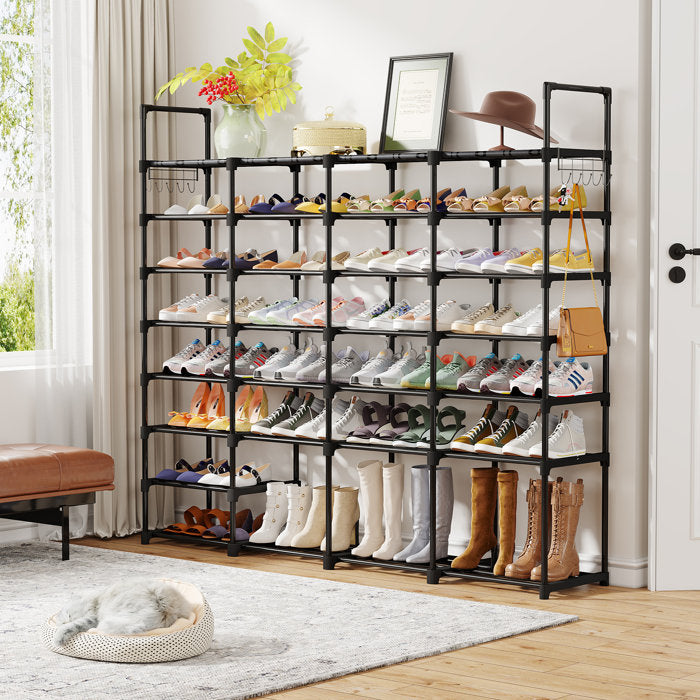 Black 58 Pairs Large Shoe Rack Shoe Shelf Boots Shoe Organizer