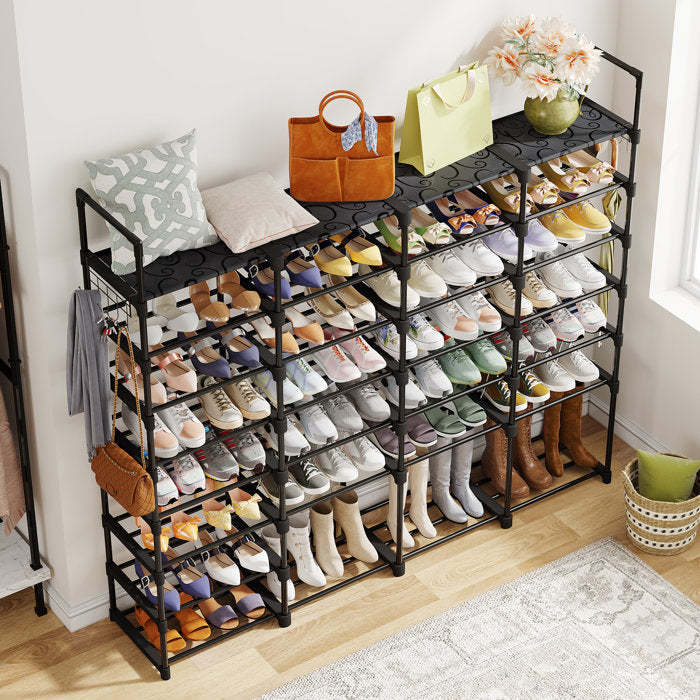 Black 58 Pairs Large Shoe Rack Shoe Shelf Boots Shoe Organizer