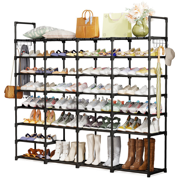Black 58 Pairs Large Shoe Rack Shoe Shelf Boots Shoe Organizer