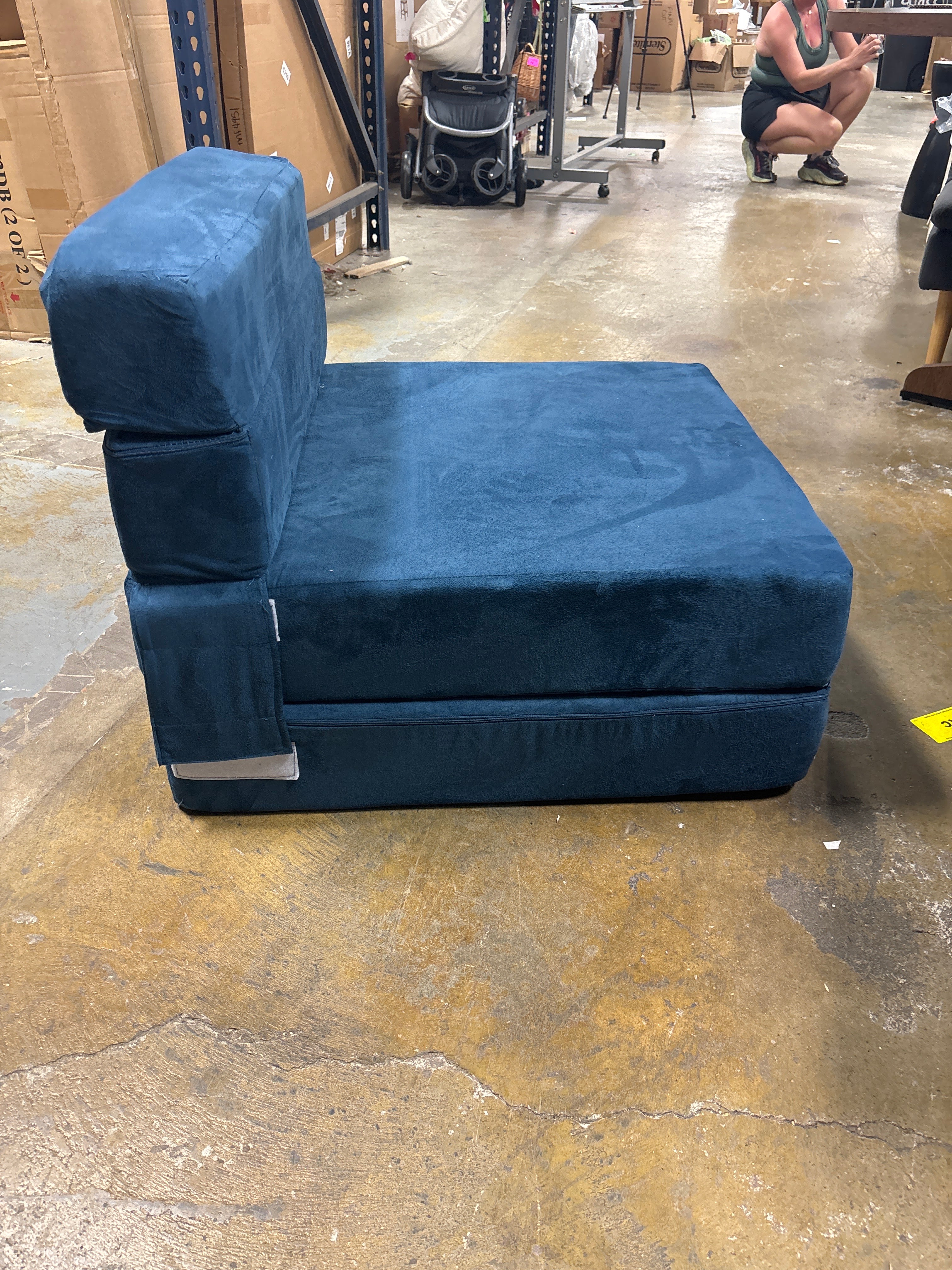 Single-Size Folding Sofa Bed w/Memory Foam - Blue SHOWROOM ITEM