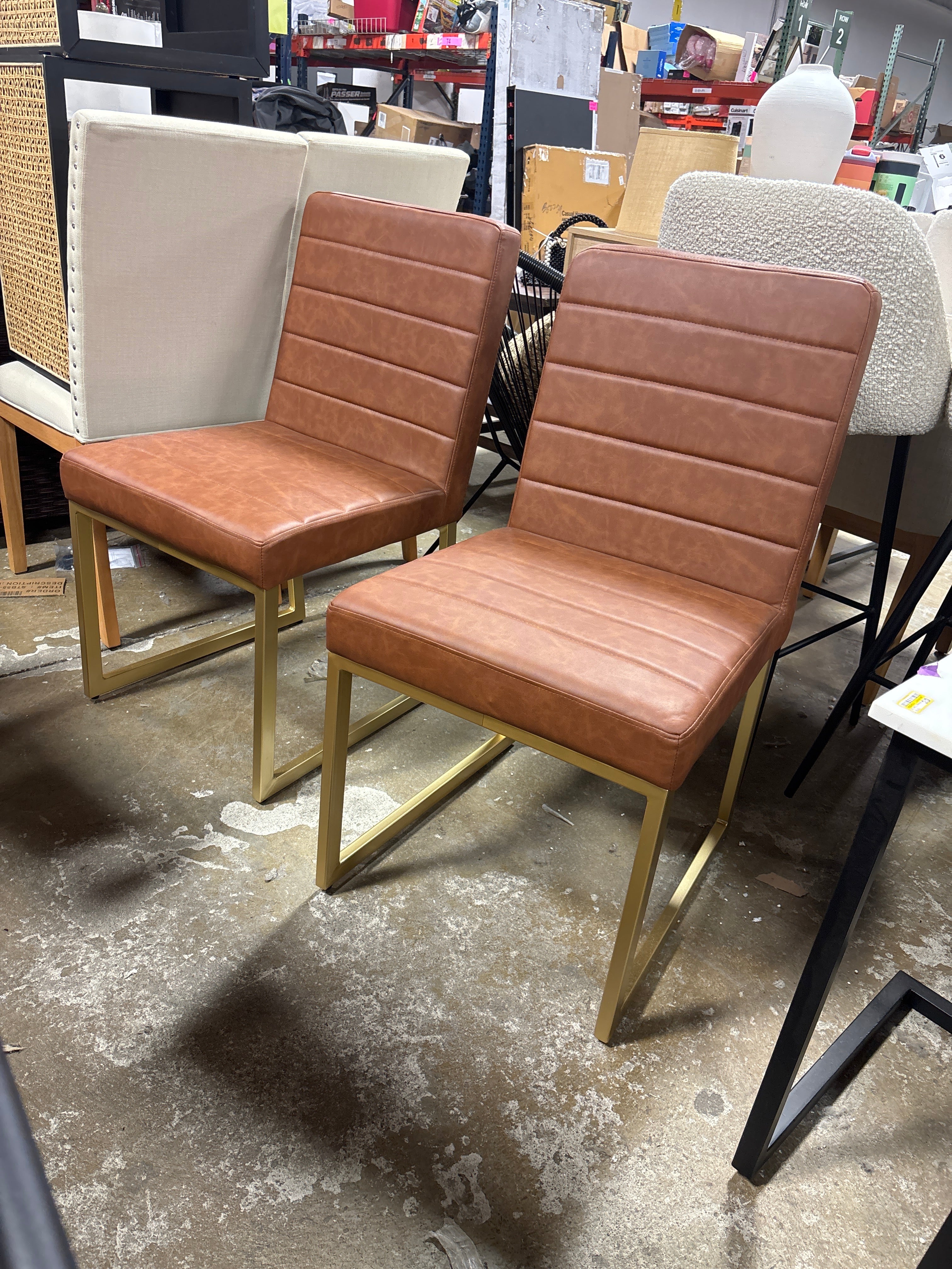 (Set of 2) Chantel Upholstered Dining Chairs - Camel Brown SHOWROOM ITEM 🔴
