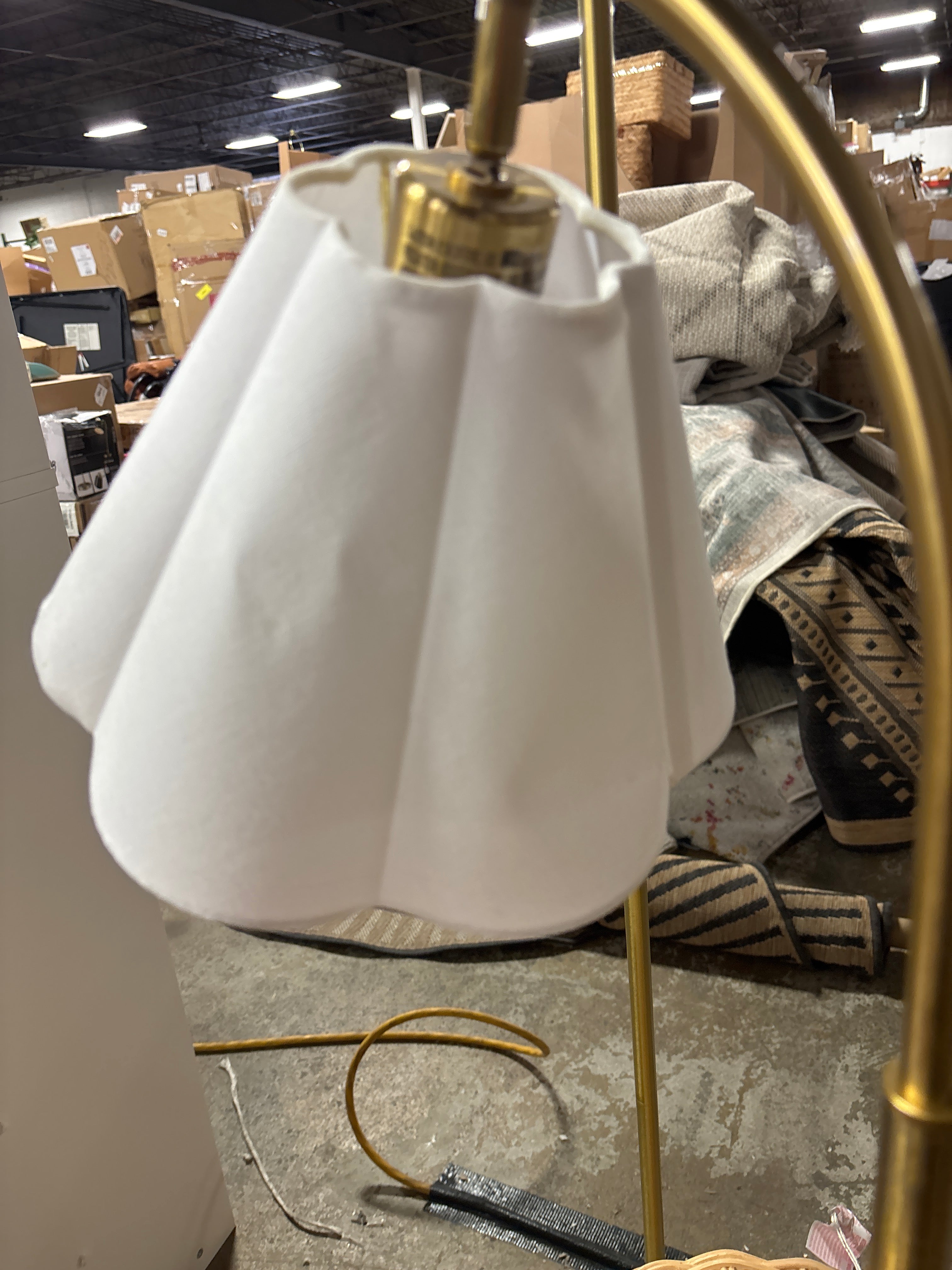 Scalloped Shade Table Lamp with Marble Base - White SHOWROOM ITEM