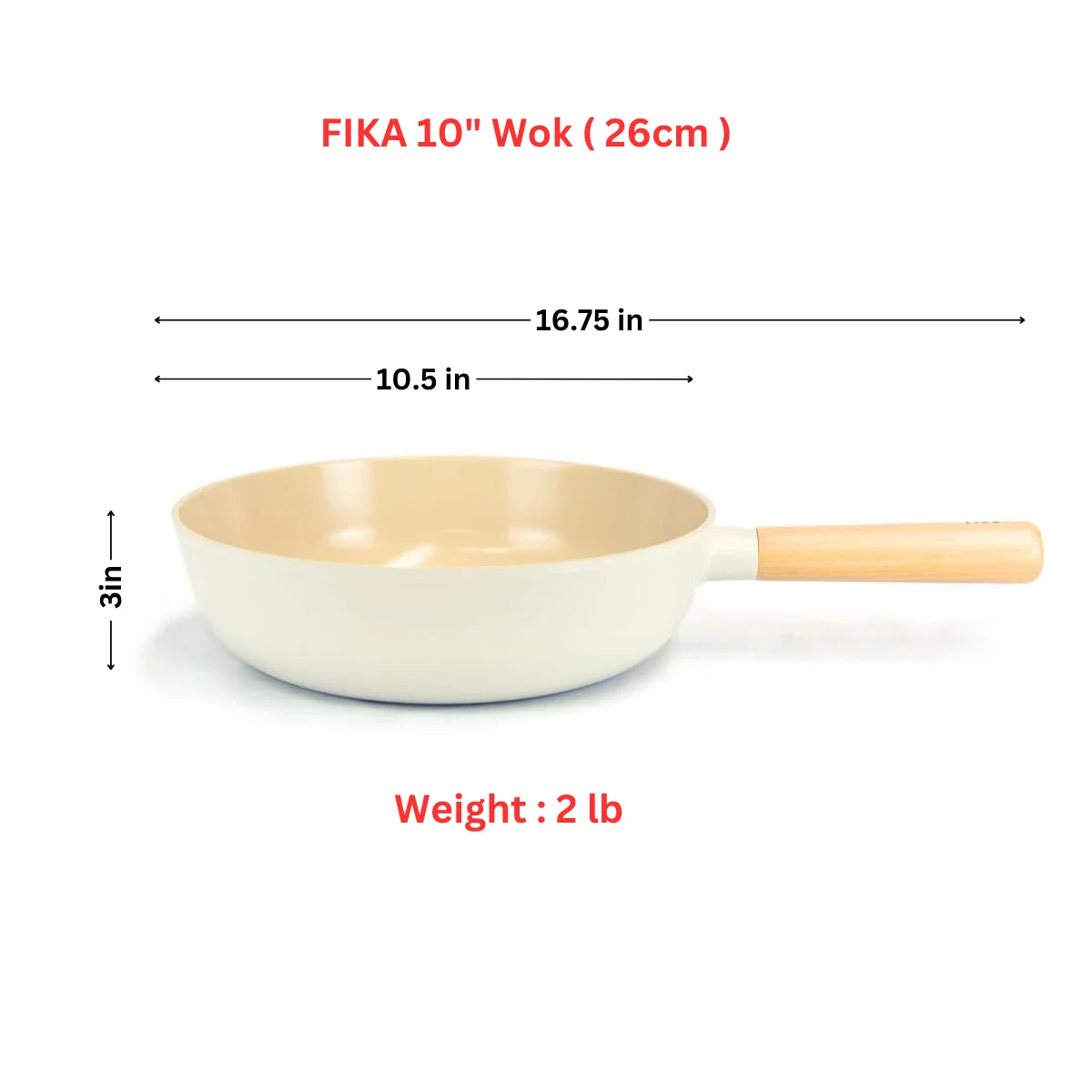 Nonstick Ceramic Coating Wok Pan with Wood Handle
