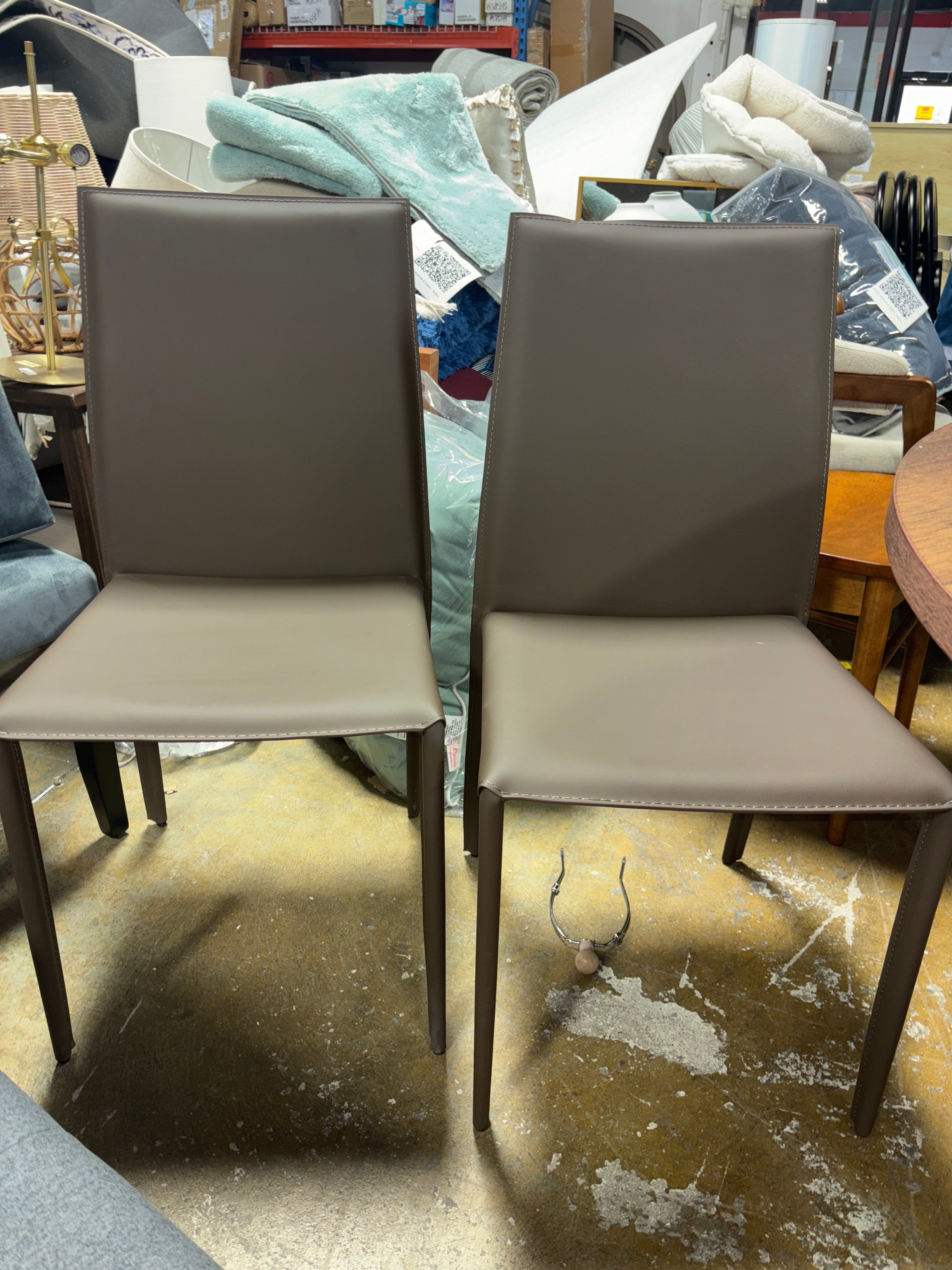 (SET OF 2) Rockford Modern Bonded Leather Upholstered Dining Chairs - Taupe SHOWROOM ITEM
