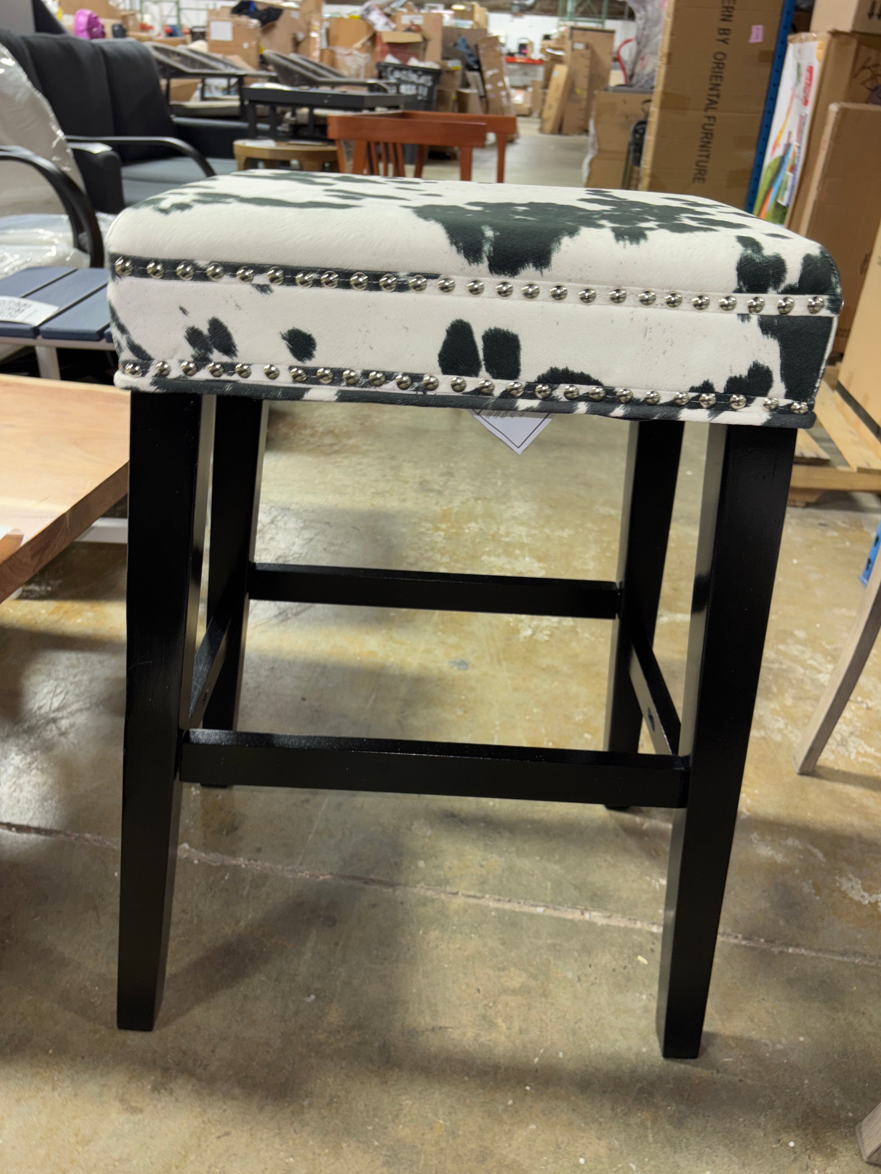 Walt Backless Counter Height Barstool - Black/White SHOWROOM ITEM
