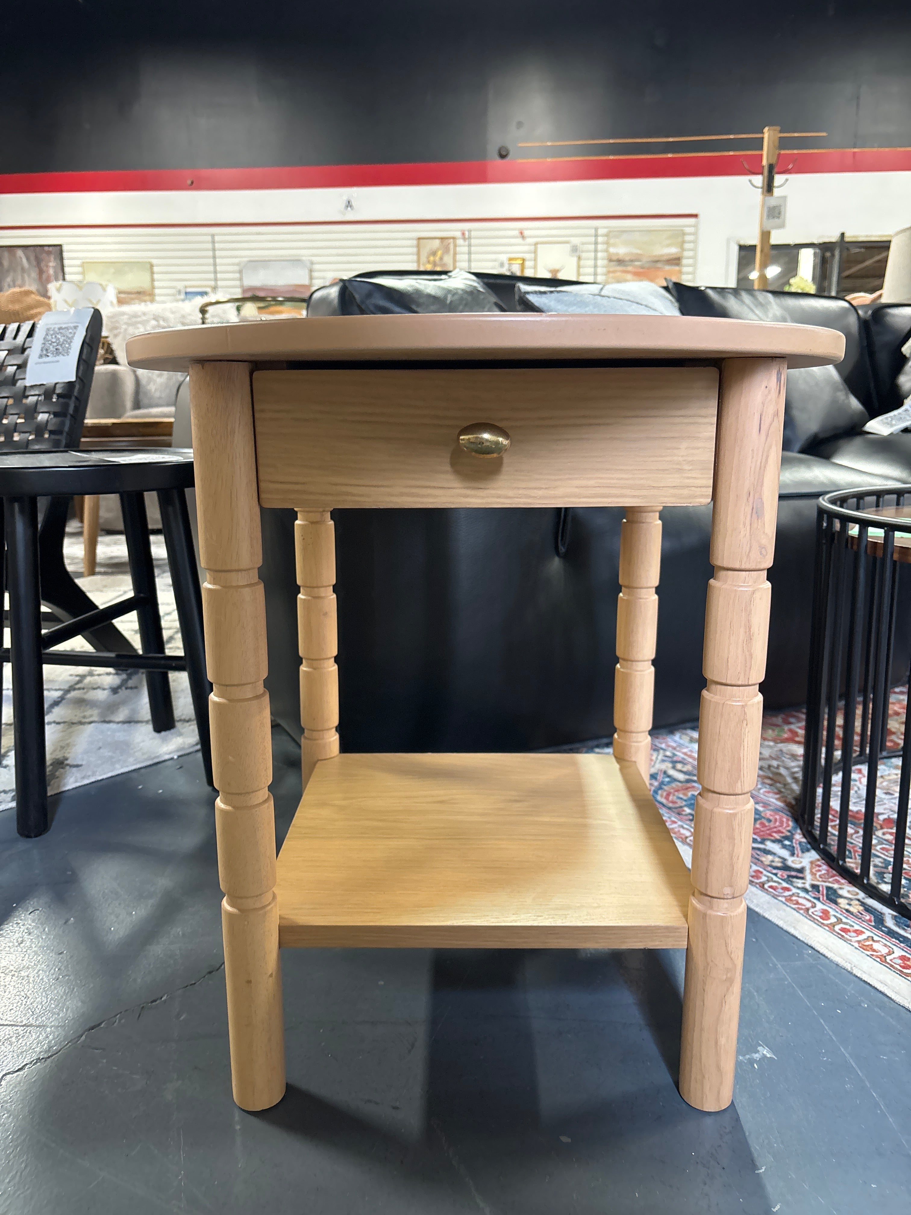 Modern Turned Wooden Accent Table SHOWROOM ITEM