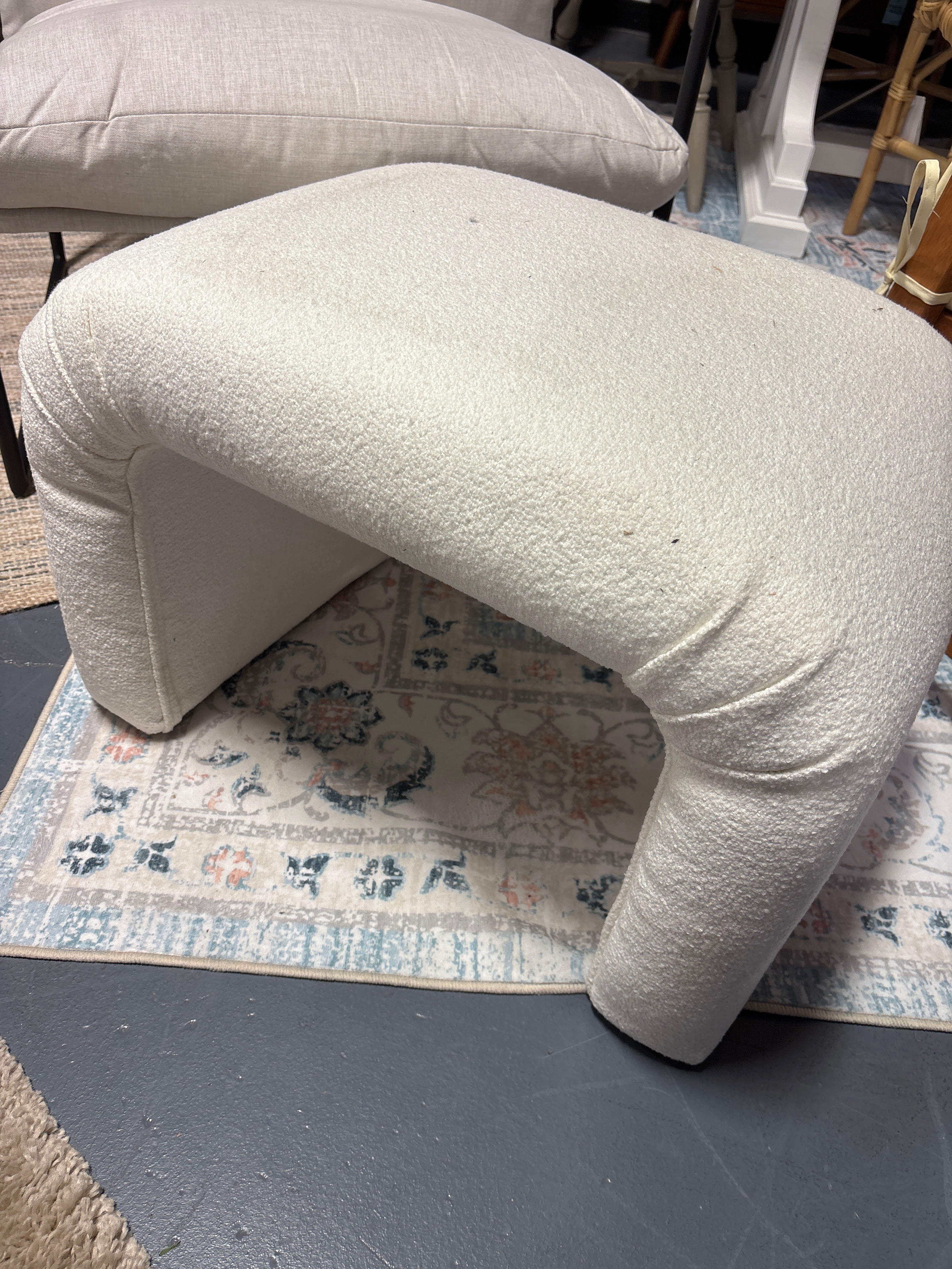 Cicely Waterfall Ottoman - Cream Boucle SHOWROOM ITEM