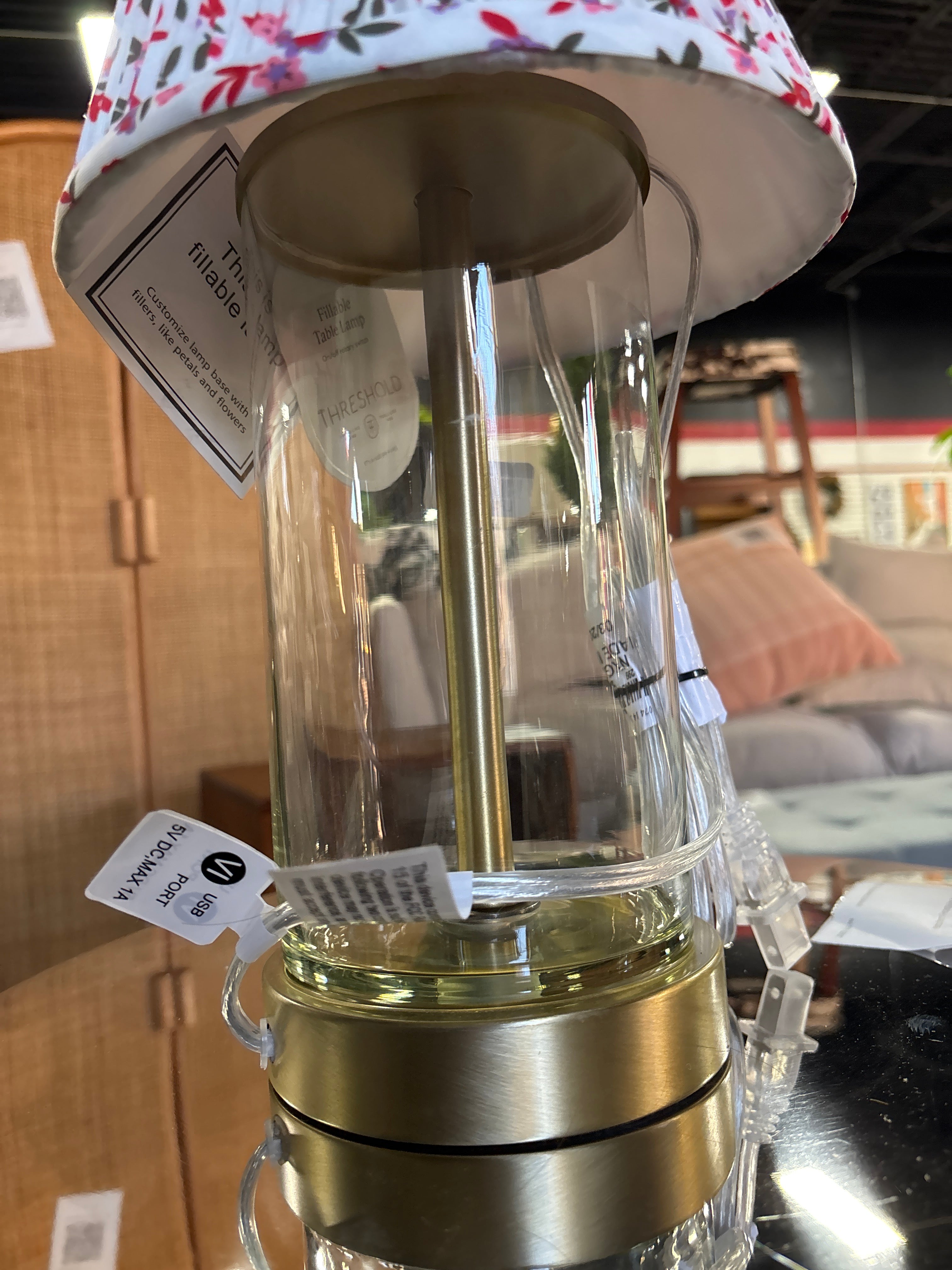 Fillable Accent with USB Table Lamp - Brass SHOWROOM ITEM