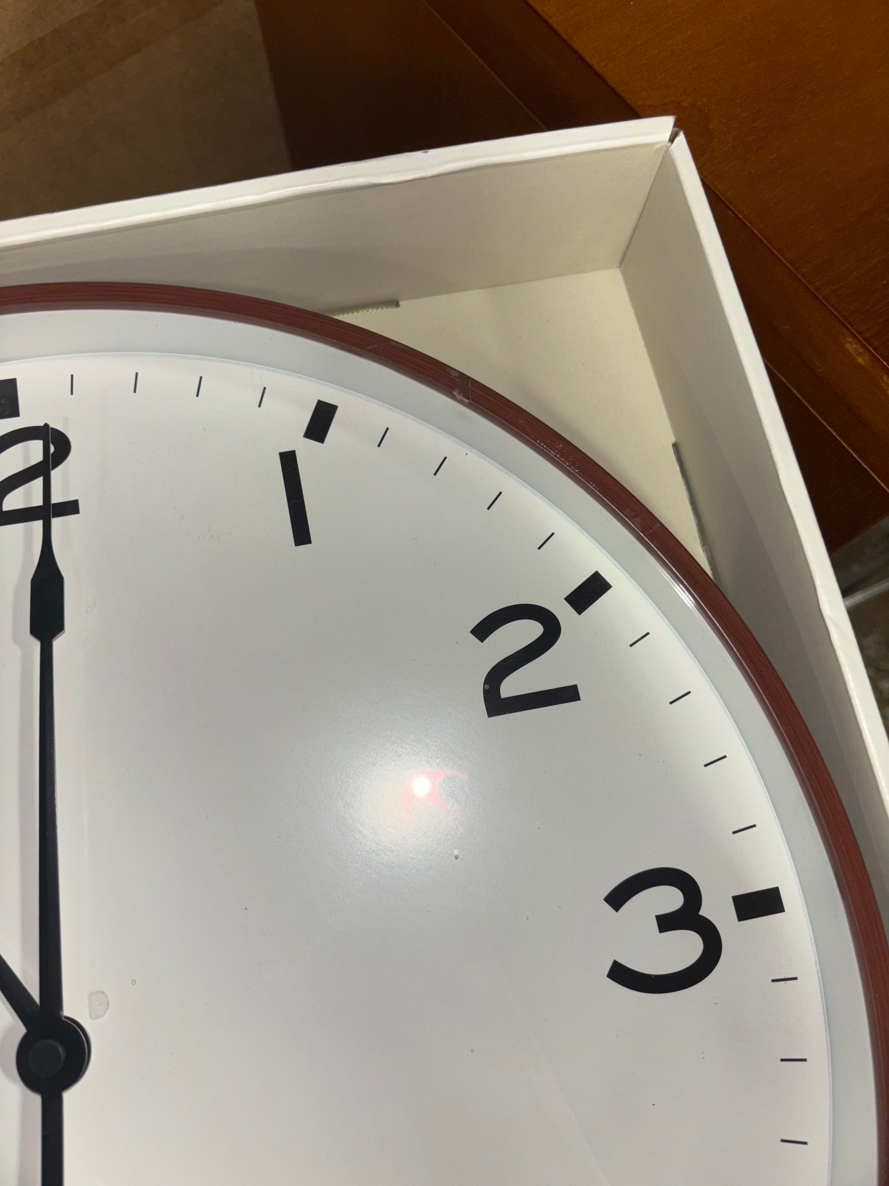 16" Thin Frame Wall Clock - Red/Brown SHOWROOM ITEM