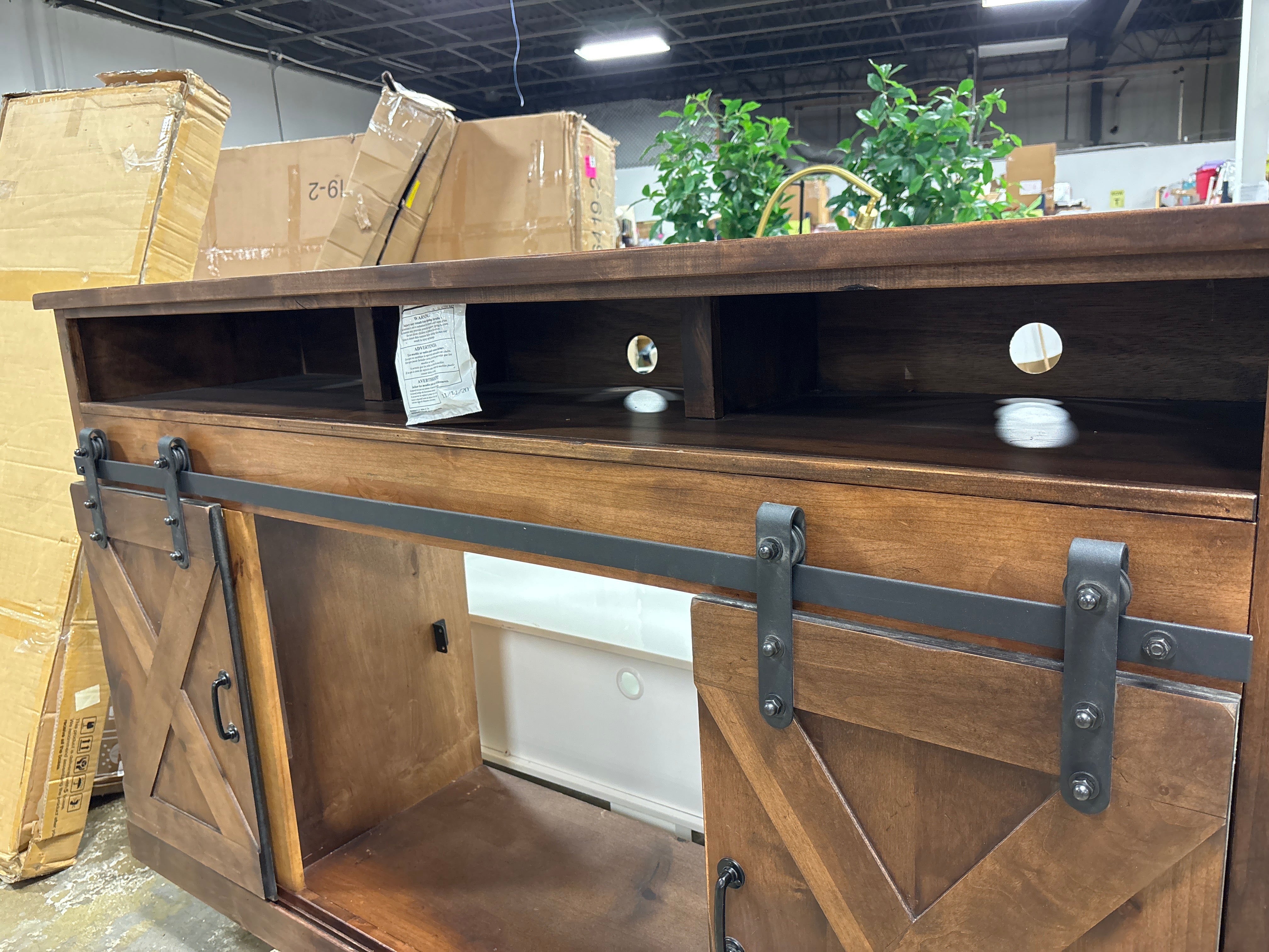 66" Electric Fireplace TV Stand - Aged Whiskey SHOWROOM ITEM