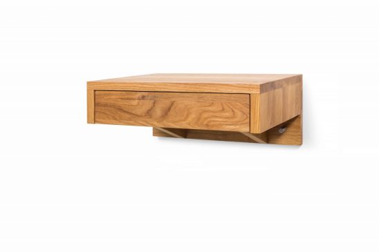 Bo Floating Bedside Table, Wall Hanging, Wooden Nightstand With Drawer, Oak