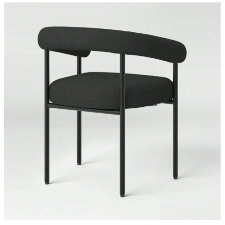 Barrel Upholstered Boucle Dining Chair Black